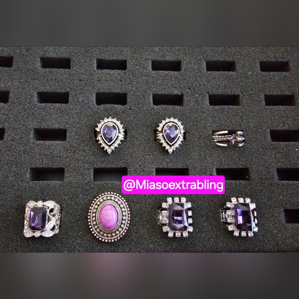 Elegant Purple and Silver Women's 7 Ring Set Paparazzi Accessories